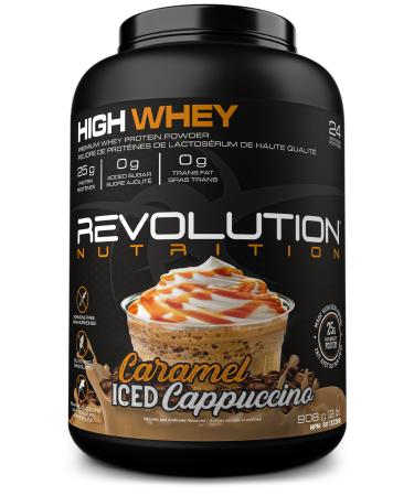 Revolution Nutrition High Whey Protein Powder Whey Isolate Gluten Free Lean Muscle Mass For Men & Women 25g of Protein Per Scoup 908 g 24 Servings (Caramel Iced Cappuccino 2 Pound) Caramel Iced Cappuccino 2 Pound