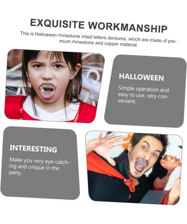 Lurrose 3 Sentences Toothpaper for Braces | Custom Silver Diamond Tooth Caps | Zombie Artificial Teeth with Strass Decor - Buy Online on GoSupps.com