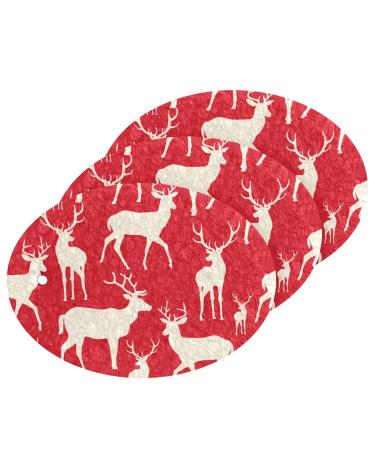 3-Pack Cleaning Kitchen Sponges Oval Reindeer Red Kitchen Cellulose Dishwashing Wood Pulp Cotton