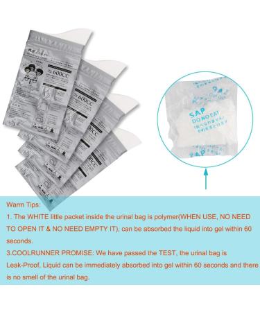 Coolrunner Disposable Urine Bags 20 Pack - Portable Camping Pee Bags for Travel, Traffic Jam, and Emergencies - Gray - Buy Online on GoSupps.com