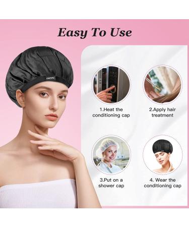 Black Cordless Deep Conditioning Heat Cap - Microwavable, Safe & Effective for Hair Steaming Therapy - Flaxseed Interior for Maximum Heat Retention - Buy Online on GoSupps.com