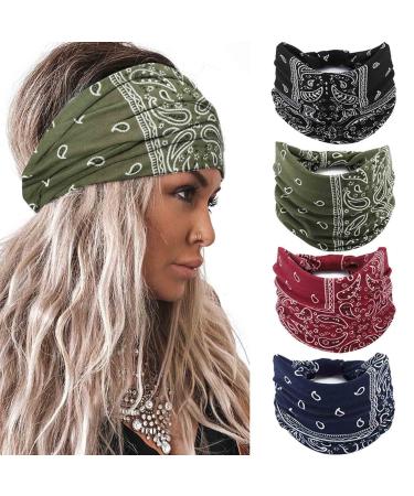 Acenail Wide Headbands Women Knotted Turban Headband Elastic Non Slip Hairbands Floral Workout Head Bands Leopard Yoga Sweatbands Cotton Hair Scarfs Boho Head Wraps Fashion Hair Accessories for Women and Girls Pack of 4 ... - Buy Online on GoSupps.com