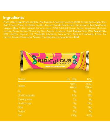 Protein Works Ridiculous Vegan Protein Bar | Award-Winning | High Protein Chocolate Caramelicious Bar | 100% Plant-Based & Palm Oil Free | 1 Count - Buy Online on GoSupps.com