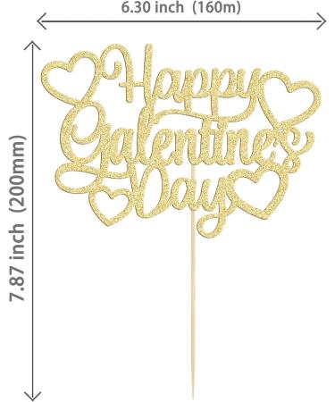 1Pc Happy Valentine's Day Cake Topper Gold Glitter Valentine's Day Cake Topper Decorations for Valentine's Day Theme Wedding Engagement Bridal Shower Birthday Party Cake Decorations Supplies - Buy Online on GoSupps.com