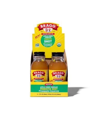 Bragg Organic Apple Cider Vinegar Shot – 2 Oz ACV Shot – USDA Certified Organic (Pineapple Cayenne, 2 Fl Oz (Pack of 4)) Pineapple Cayenne 2 Fl Oz (Pack of 4)
