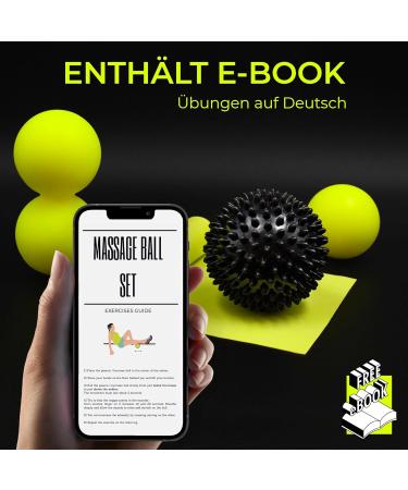 Kalahari Massage Ball Set | DuoBall Hedgehog Ball & Fascia Ball with Fitness Band | Self-Massage & Fascia Training | Practical Bags & German eBook Exercises - Buy Online on GoSupps.com