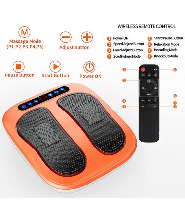 HOLTAL Adjustable Vibrating Foot Massager with Remote Control - Electric Leg, Foot, and Back Massager for Increased Blood Circulation - Orange - Buy Online on GoSupps.com