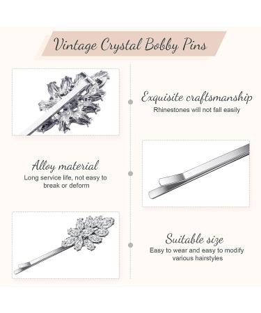 10-Piece Crystal Vintage Rhinestone Hair Pins | Silver Metal Hair Accessories for Women | Star, Flower, Leaf, Feather Design | Hair Decoration for Girls - Buy Online on GoSupps.com