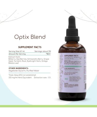 HerbEra Optix Blend B120 Alcohol-Free Extract Tincture: Bilberry, Ginkgo Biloba Leaf, Goji Berries, Schisandra Berry, Grape Seed, Turmeric Root. Eyebright Herb. Eye Health Formula 4 Fl Oz 4 Fl Oz (Pack of 1) - Buy Online on GoSupps.com