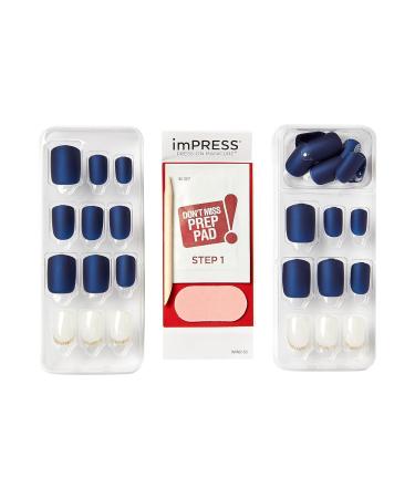 KISS imPRESS No Glue Mani Press On Nails - Chasing Stars Design Blue Short Squoval Shape 30 Nails + Accessories | International Shipping Available - Buy Online on GoSupps.com