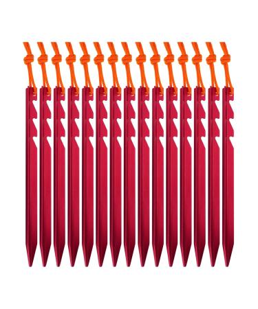 AnyGear 7075 Aluminum Tent Stakes 15 Pack - Ultralight Tri-Beam Tent Pegs with Reflective Rope - Essential Tent Accessories for Camping, Rain Tarps, Hiking, Backpacking 15-Pack