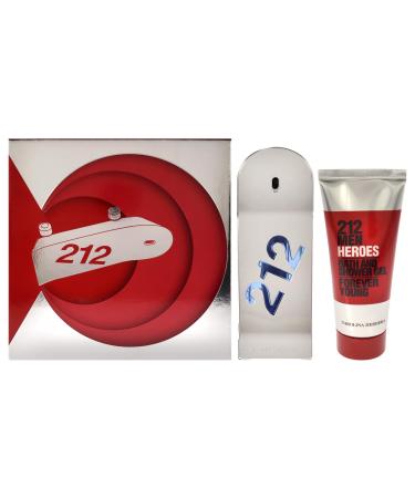 Carolina Herrera 212 Heroes Forever Young 3oz EDT Spray 3.4oz Bath and Shower Gel Men 2 Pc Gift Set