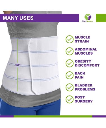 MARS WELLNESS Bariatric Abdominal Binder 2X-Large - 12 Panel Brace for Waist Sizes 46-62 - Unisex Plus Size Support - Buy Online on GoSupps.com