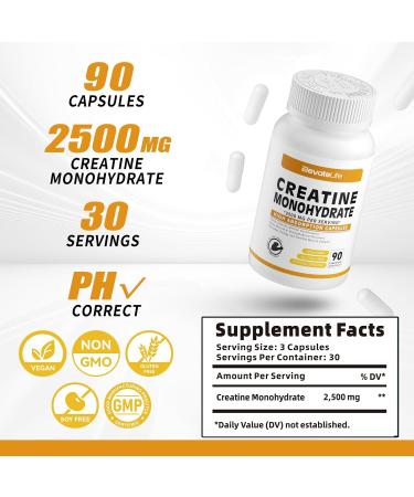 Buy Creatine Monohydrate 2500mg - 90 Capsules | Gluten Free Non-GMO Supplement | International Shipping Available - Buy Online on GoSupps.com