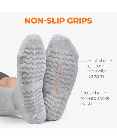 FITEXTREME MORESTEP Diabetic Crew Socks 3 Pairs Grey | Non-Binding Top, Anti-Slip Grips, Cushioned Sole - Buy Online on GoSupps.com