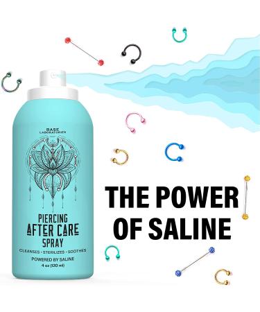 Base Labs Piercing Aftercare Spray Kit - Nose & Ear Piercing Cleaner with Saline Solution - 8 oz - Keloid Treatment - Bump Treatment - 2 x 4oz Spray Bottles - 70CT Wipes - Buy Online on GoSupps.com