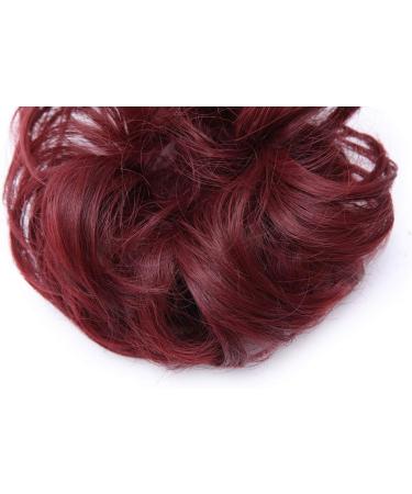 Plum Red Wavy Curly Scrunchie Bun Updo Hairpiece | Hair Ribbon Ponytail Extension | Chignons Hair Piece Wig - Buy Online on GoSupps.com