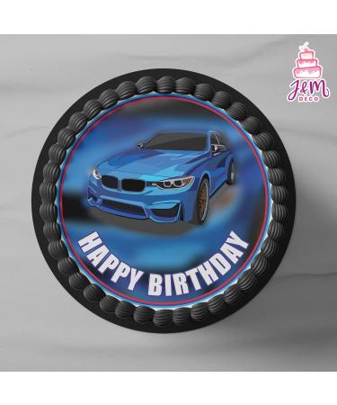 Edible Cake Rapers - BMW Motif Cake Topper for Birthdays | Fondant Cake Decoration (20 cm) - Perfect for Car-Themed Celebrations - Buy Online on GoSupps.com