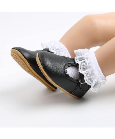 Baby Girl's Mary Jane First Walking Shoes | Anti-Slip PU Leather Princess Shoes | Infant Shoes 0-6 Months - Black - Buy Online on GoSupps.com