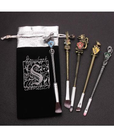 Harry Potter Makeup Brush Set with Bag - Wizard Wall Collection for Foundation Eyeliner Eyeshadow & More | Soft Gold Brushes for Beauty - Buy Online on GoSupps.com
