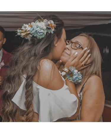 Ever Fairy Flower Wreath Crown Set | Blue Flower Garland Headband & Wristband for Women & Girls - Perfect for Weddings - Buy Online on GoSupps.com