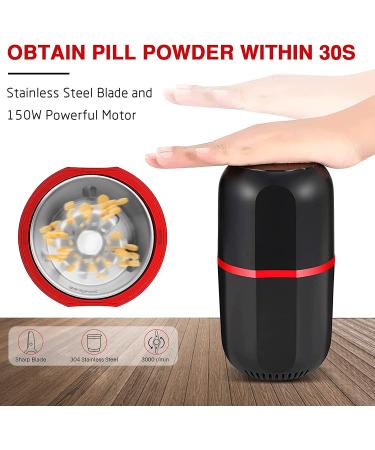 Electric Pill Crusher Grinder - Crush Medication and Vitamins to Fine Powder with Stainless Steel Blades - Buy Online on GoSupps.com