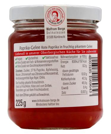 Wolfram Berge Paprika Jelly - Fruity-Spicy Flavor Pack of 3 (3 x 225g) | International Shipping Available - Buy Online on GoSupps.com