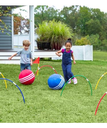 HearthSong Oversized Kick Croquet Outdoor Game for Ages 4+ | Includes Two Balls, Seven Wickets, and Finish Flags - Buy Online on GoSupps.com