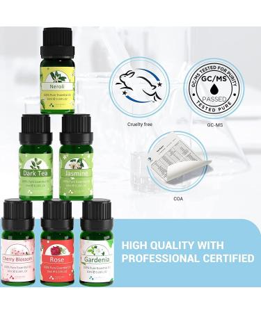 ASAKUKI Floral Essential Oils Set - Jasmine, Rose, Gardenia, Cherry Blossom, Neroli, Dark Tea Flower - Premium Fragrance Oil for Candle Making & Hair Care - 6x10ML - Perfect Gift for Women - Buy Online on GoSupps.com