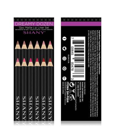SHANY Vegan Dreamy Dozen Matte Lip Liner Set - 12 Long-Lasting Velvet Lipstick Pencils in Various Shades - Buy Online on GoSupps.com
