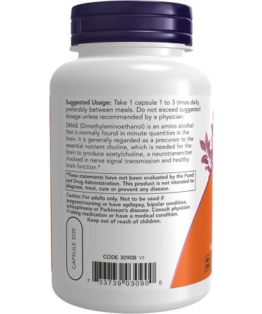 Now Foods DMAE 250 mg - 100 Vegan Capsules for Enhanced Focus & Memory - Buy Online on GoSupps.com