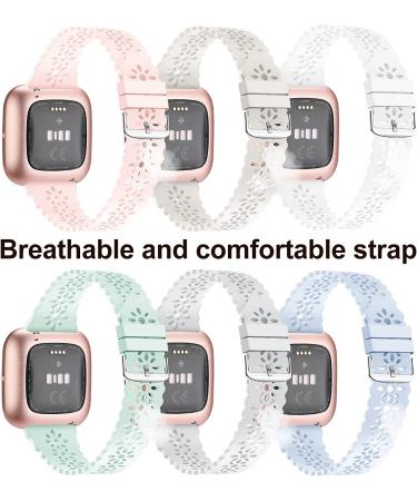 Wewatri Lace Bands 6 Pack for Fitbit Versa Smart Watch - Soft Silicone Sport Strap Replacement for Women (5.6 - 7.1 Wrist) - Buy Online on GoSupps.com