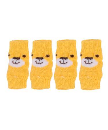 Dog Leg Brace 4Pcs Pet Dog Comfortable Elbow Protector Breathable Elastic Cartoon Bear Pattern Joints Warp Warm Dog Support Hock Covers for Legs Yellow(S)