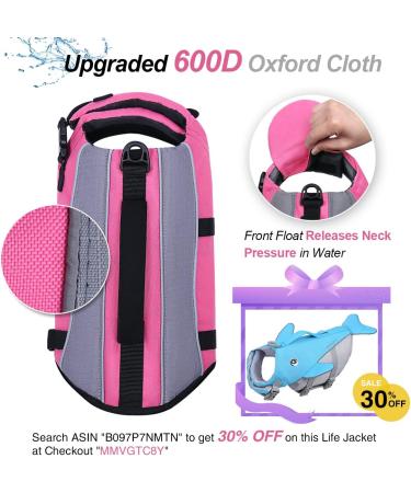 Vivaglory Dog Life Jacket | Pet Safety Vest with Extra Padding | Pink XS 14-18 inch | Lifesaver Preserver for Dogs - Buy Online on GoSupps.com