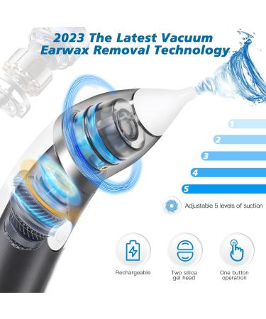 Ear Wax Removal Kit - 5 Level Strong Suction, USB Rechargeable - Gray - Buy Online on GoSupps.com