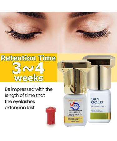 Sky Gold Glue Fast Eyelash Extension 5ml - Sensitive Skin Adhesive 3-4s Fast Drying 3-4 Weeks Retention No Fume - TUBeauty - Buy Online on GoSupps.com