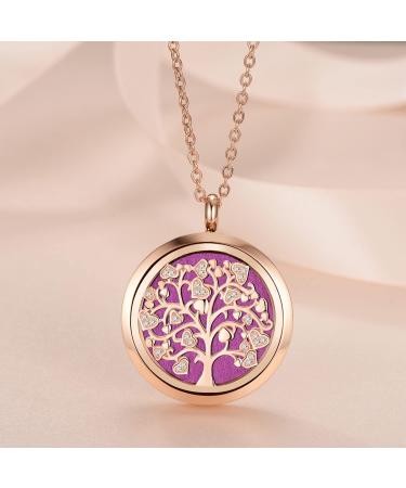 AZNECK Family Tree of Life Essential Oil Diffuser Necklace - Personalized Aromatherapy Locket Pendant Gift for Mom - Buy Online on GoSupps.com