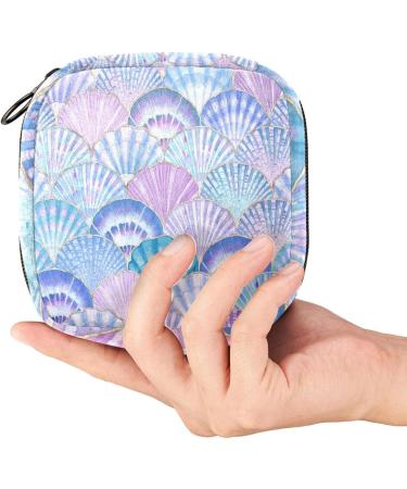Menstruation Pad Bag with Zipper | Women's Napkin & Tampon Collection Bag - Watercolor Shell Waves Design - Buy Online on GoSupps.com