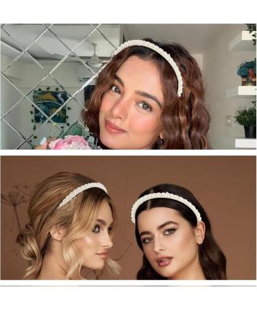 Pearl Headband Flexible White Pearl Headband with Faux Pearl Cute Pearl Headband for Girls Women Multipurpose Pearl Hair Accessories White Headband - Buy Online on GoSupps.com