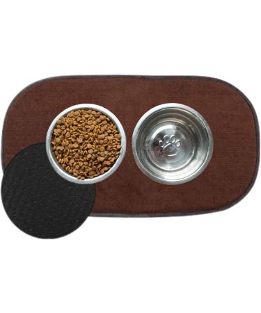 Tilz Microfibre Drying Mat - Fast Drying Pet Food Mat for Dogs and Cats | Machine Washable, Brown - Buy Online on GoSupps.com