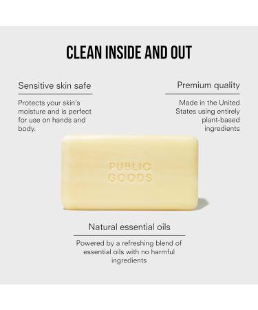Public Goods Bar Soap | Natural & Vegan Hand & Body Soap for Sensitive Skin | Non-Toxic Organic Essential Oils | 5 Oz | Made in USA - Buy Online on GoSupps.com