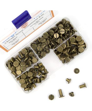 75 Sets Chicago Screw Assorted Kit in Bronze - 3 Sizes for Leather Craft & Bookbinding - Buy Online on GoSupps.com