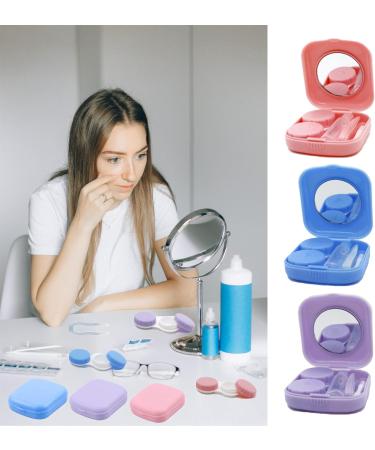 Portable Contact Lens Container Travel Set with Mirror - Pink - Buy Online on GoSupps.com