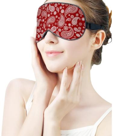 Red Paisley Sleep Mask for Women | Adjustable Eye Shades & Covers | Comfortable Elastic Strap - Buy Online on GoSupps.com