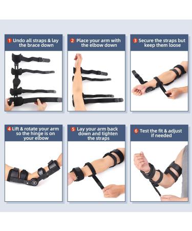 Hinged Adjustable Elbow Brace for Post-Surgery Recovery | ROM Arm Injury Support with Sling Stabilizer - Left Arm - Buy Online on GoSupps.com
