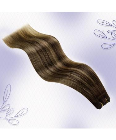 LAAVOO Treeen Real Hair Balayage Extensions - Dark Brown Ombre Caramel Blonde 30cm Double Weft 80g #4/27/4 - Buy Online on GoSupps.com