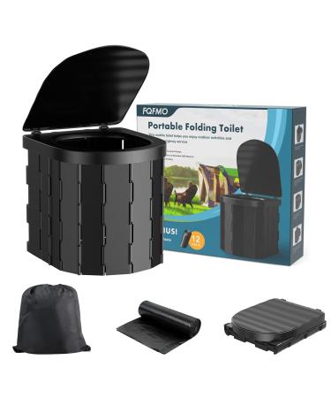 FQFMO Portable Camping Toilet with Lid, Portable Toilet for Adults, Foldable Car Travel Toilet Adults Potty with Carry Bag for Camping, Hiking, Boat, Long Trips, Fishing, Beach