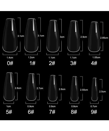 Long Ballerina Acrylic Nail Tips - 500 Transparent False Nails 10 Sizes DIY Nail Art for Women & Girls - Buy Online on GoSupps.com