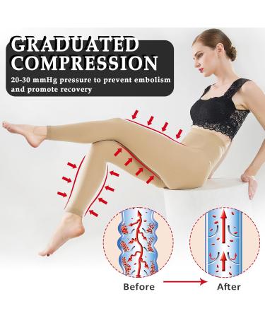 Ailaka Graduated Compression Pantyhose 20-30mmHg - High Waist Support Stockings for Varicose Veins & Edema - X-Large Beige (1 Pair) - Buy Online on GoSupps.com