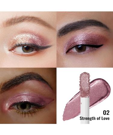 Oulac Liquid Glitter Eyeshadow - Metallic Pink Eyeshadow with Silver Sheen Shimmer Eyeshadow & Liquid Eyeliner Blendable Sparkly Eye Make-up Crease Resistant Vegan 5.4g Strength of Love (02) Strength of Love(02) - Buy Online on GoSupps.com